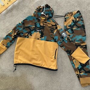 Timberland Brown and Green Camo Hoodie and Joggers